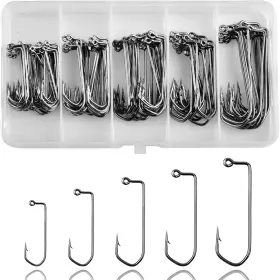 Jshanmei 445008948979 Aberdeen 90-degree Fishing Jig Hooks 130pcs Long Shank Forged Barbarian H