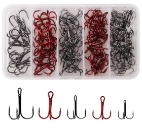 Jshanmei 701413667513 Fishing Hooks Treble Kit 130pcs High Carbon Steel Strong Sharp Round Bend