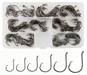 Jshanmei 756320531532 Circle Hooks Saltwater Fishing 2x Strong Offset Black High Ca