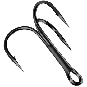 Jshanmei Afa28363-1-10 Fishing Treble Hooks Black Triple High Carbon Steel Barbed Shar