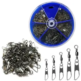 Jshanmei Td07-zun A-50pcs Fishing Snap Swivels Rolling Barrel With Safety Snaps High S Jshanmei Td07-zun A-50pcs Fishing Snap Swivels Rolling Barrel With Safety Snaps High S