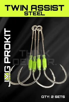 Jyg Pro Fishing Twinassiststl4/0 Twin Assist Hooks Steel- 4/0