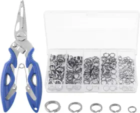 Keadic 692762982931 200pcs 5 - Sizes Heavy Duty Stainless Steel Split Fishing Rings Snap