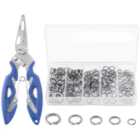Keadic 741376088611 200pcs 5 - Sizes Heavy Duty Stainless Steel Split Fishing Rings Double Sn