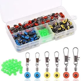 Keadic 799862358120 200pcs 3 - Color Fishing Line Sinker Slides Hook Shank Clip Connector Swivels