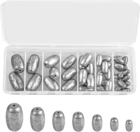 Keyanew 445049276253 Egg Sinkers Fishing Weights 42pcs Sinker Kit Oval Shape Fising Keyanew 445049276253 Egg Sinkers Fishing Weights 42pcs Sinker Kit Oval Shape Fising
