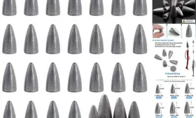 Keyanew Sinker-1/4oz-40pcs Bullet Fishing Sinkers Weights 40pcs Worm Slip Sinker 1/4oz-40pcs