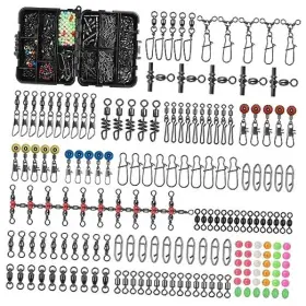 Keyanew Tackle-180pc Silanon Fishing Swivels Tackle Kit 174pcs Include Barrel 180pcs