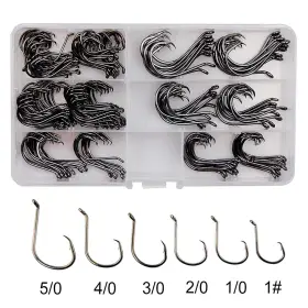 Keygears88 636643245005 160 Offset Circle Fishing Hooks/box - Black High Carbon Steel Sizes #1-5/0 Us Keygears88 636643245005 160 Offset Circle Fishing Hooks/box - Black High Carbon Steel Sizes #1-5/0 Us