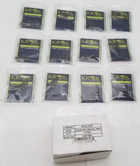 Krok 096337023485 Lot Of 12 Sss10-10pk Stainless Swivel 150lb. Test -096337023485 Krok 096337023485 Lot Of 12 Sss10-10pk Stainless Swivel 150lb. Test -096337023485
