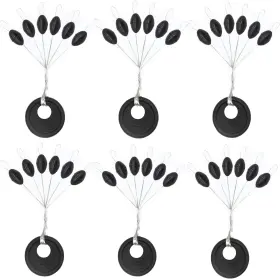 Ladfath Tkd-001 720pcs Fishing Rubber Bobber Stoppers 6 In 1 Stops Black Oval Floats Si