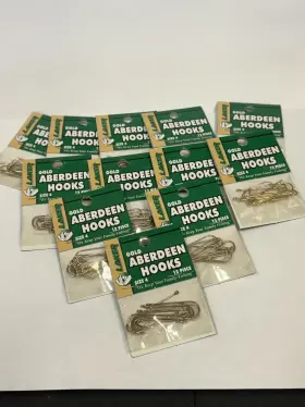 Laker 12021-004 144 12 Packs Of Gold Aberdeen Fish Hooks Size 4