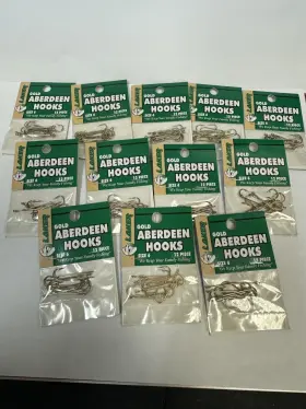 Laker 12021-006 144 12 Packs Of Gold Aberdeen Fish Hooks Size 6