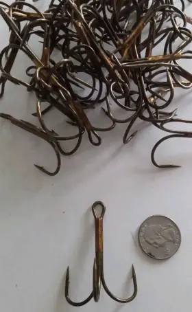 Laker Ls12030 New Lot 125 Count Bronze Treble Hook Size 6/0