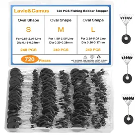 Lavie&camus 635403048542 Lavie&camus 720pcs Fishing Bobber Stopper Oval Floats Sinker Stops 6 In 1