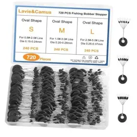 Lavie&camus K0722 Lavie&camus 720pcs Fishing Bobber Stopper Oval Floats Sinker Stops 6 In 1