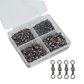 Laxygo 762917144009 100-200pcs Rolling Barrel Fishing Swivels Hook Line Connectors Fish Inch