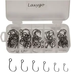 Laxygo 796391968141 60pcs/box Inline Single Hooks Replacement 2/0 6 60pcs