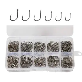 Laxygo 796391968172 300pcs Small Fishing Hooks Black High Carbon Set 6 Sizes With A