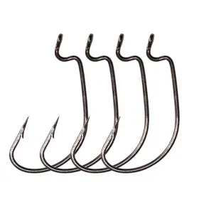 Laxygo 798863161319 30pcs/pack Offset Worm Fishing Hooks Black/red Color Hook