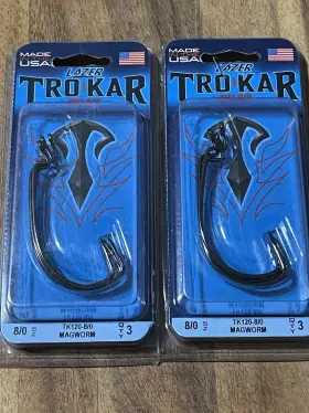 Lazer Trokar Tk120-8/0 Magworm Fishing Hook 3 Pack Black Size 8/0 2 Pc