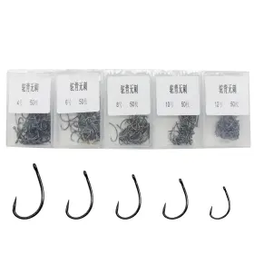 Lkyrui 708818264569 250pcs Carp Fishing Hooks Set 5 Size Mixed Barbless Trout Hooks