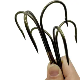 Lkyrui 708818264804 6pcs Classic Bronze Treble Hooks Super Large Sharp Triple Barbed Fish Hook St