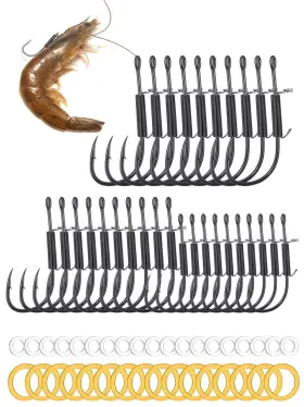 Luyawang B0dkngzd6d Fishing Hooks Set 15/30 Carbon Steel Barbed Rubber Bands 2 Sizes For Bass/cat Luyawang B0dkngzd6d Fishing Hooks Set 15/30 Carbon Steel Barbed Rubber Bands 2 Sizes For Bass/cat