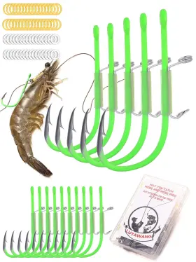 Luyawang Yg-zb-2/0 10/40 Packs Luminous Live Shrimp Hooks - High Carbon Steel Barbed Saltwater Luyawang Yg-zb-2/0 10/40 Packs Luminous Live Shrimp Hooks - High Carbon Steel Barbed Saltwater