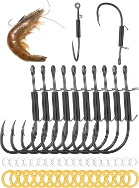 Luyawng 313046141195 Live Shrimp Hooks Saltwater Walker Hook - Premium Carbon Steel Barbed Ho Luyawng 313046141195 Live Shrimp Hooks Saltwater Walker Hook - Premium Carbon Steel Barbed Ho