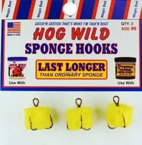 Magic Bait 026691777229 Hog Wild Sponge Hook #6 Yellow 3 Per Pack - 22-48
