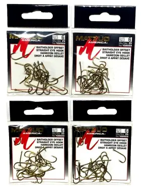 Matzuo 102022 4 Packs Baitholder Offset Straight Eye Hook Size 6 Bronze 25-count Matzuo 102022 4 Packs Baitholder Offset Straight Eye Hook Size 6 Bronze 25-count
