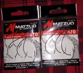 Matzuo 110011-4/0 2 Packs Of Wide Gap Worm Hook J-bend Black Chrome 5 Per Pack Matzuo 110011-4/0 2 Packs Of Wide Gap Worm Hook J-bend Black Chrome 5 Per Pack