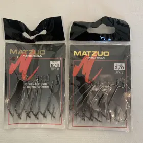 Matzuo 143061 Fishing Hooks Sickle Hook J-bend Worm Wide Gap 2 Packs Of 6