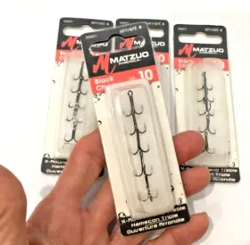 Matzuo 300011-10 20 Round Bend X Strong Fishing Treble Hooks Size 10 Black 4pkg Matzuo 300011-10 20 Round Bend X Strong Fishing Treble Hooks Size 10 Black 4pkg