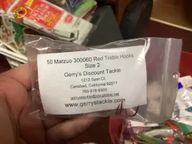 Matzuo 300060-2 50 300060 Red Treble Fishing Fish Hooks Size 2 - Matzuo 300060-2 50 300060 Red Treble Fishing Fish Hooks Size 2 -