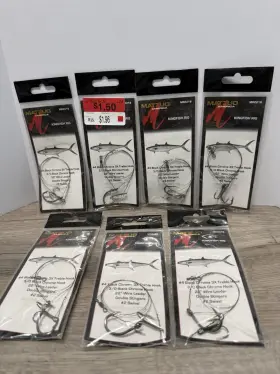 Matzuo 691791012138 Lot Of 7 Kingfish Rig #4 Black Chrome 3x Treble Hooks Mr2218 New