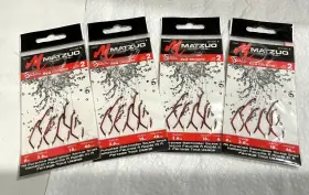 Matzuo 691791923281 4 Pkgs 18 Inch Red Sickle Baitholder Snells Hooks Size-2