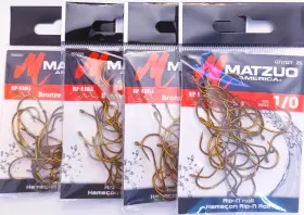 Matzuo 900022-1/0 100 Fishing 900022 Bronze Rip-n Roll Fish Hooks 1/0 4 Pks Of 25