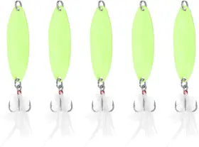 Metallixity 634149870226 5pcs 4/5 Oz Fishing Spoons Glow In The Dark Lures Treble Hooks White Metallixity 634149870226 5pcs 4/5 Oz Fishing Spoons Glow In The Dark Lures Treble Hooks White