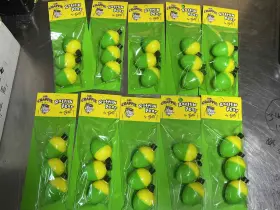 Mr. Crappie Rp4p-3yg Lot 10 Mr. Bobbers Rattlin Pear Float 1 1/4 Inch Yellow Green 3pack Mr. Crappie Rp4p-3yg Lot 10 Mr. Bobbers Rattlin Pear Float 1 1/4 Inch Yellow Green 3pack