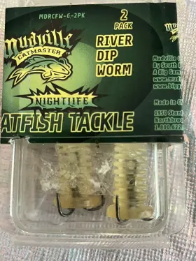 Mudville 039364238125 Catmaster Mdrcfw-g-2pk River Dip Glow Worm Soft Plastic Three-2 Packs