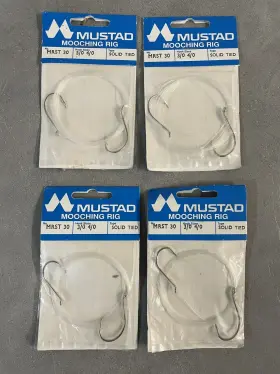 Mustad 023534006164 Lot Of 4 Salmon Mooching Rigs Mrst 30 - 3/0 And 4/0 Hooks Lb Leaders
