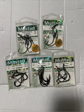 Mustad 023534014817 Lot Of 5 -mustad Ultra Point Fish Hooks Beak Bait 4/0 5/0 6/0 7/0 Power Lock