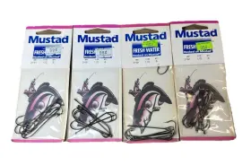 Mustad 023534026834 Lot Of 4 Fresh Water Hooks 3191 Size 1/0 8 Per Pack Mustad 023534026834 Lot Of 4 Fresh Water Hooks 3191 Size 1/0 8 Per Pack