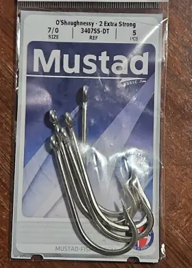 Mustad 023534059214 5 Pack 3407ss-dt Extra Strong Oshaughnessy Fishing Hook Size 7/0 Mustad 023534059214 5 Pack 3407ss-dt Extra Strong Oshaughnessy Fishing Hook Size 7/0
