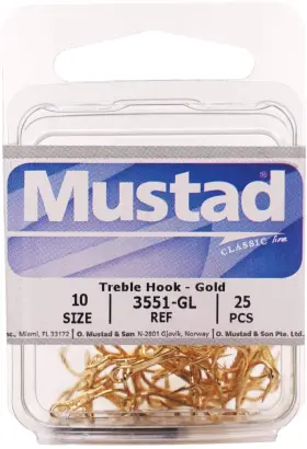 Mustad 023534070158 3551 Classic Treble Standard Strength Fishing Hooks Tackle For Equi