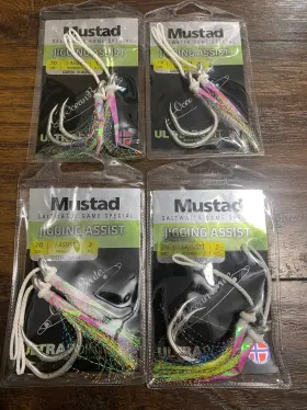 Mustad 023534078741 Jigging Assist 7/0 Green Flash Lot Of 4 Packs New Mustad 023534078741 Jigging Assist 7/0 Green Flash Lot Of 4 Packs New