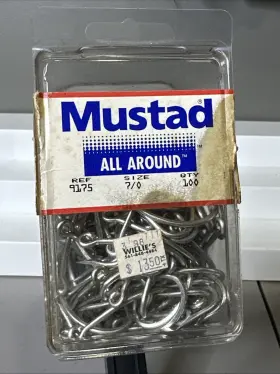 Mustad 023534121331 All Around Hooks 9175 100 Pack Size 7/0 Nos Made In Norway Mustad 023534121331 All Around Hooks 9175 100 Pack Size 7/0 Nos Made In Norway