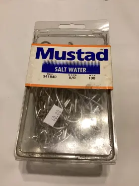 Mustad 023534199576 New Package Of 100 Saltwater 34184d 8/0 Norway Mustad 023534199576 New Package Of 100 Saltwater 34184d 8/0 Norway